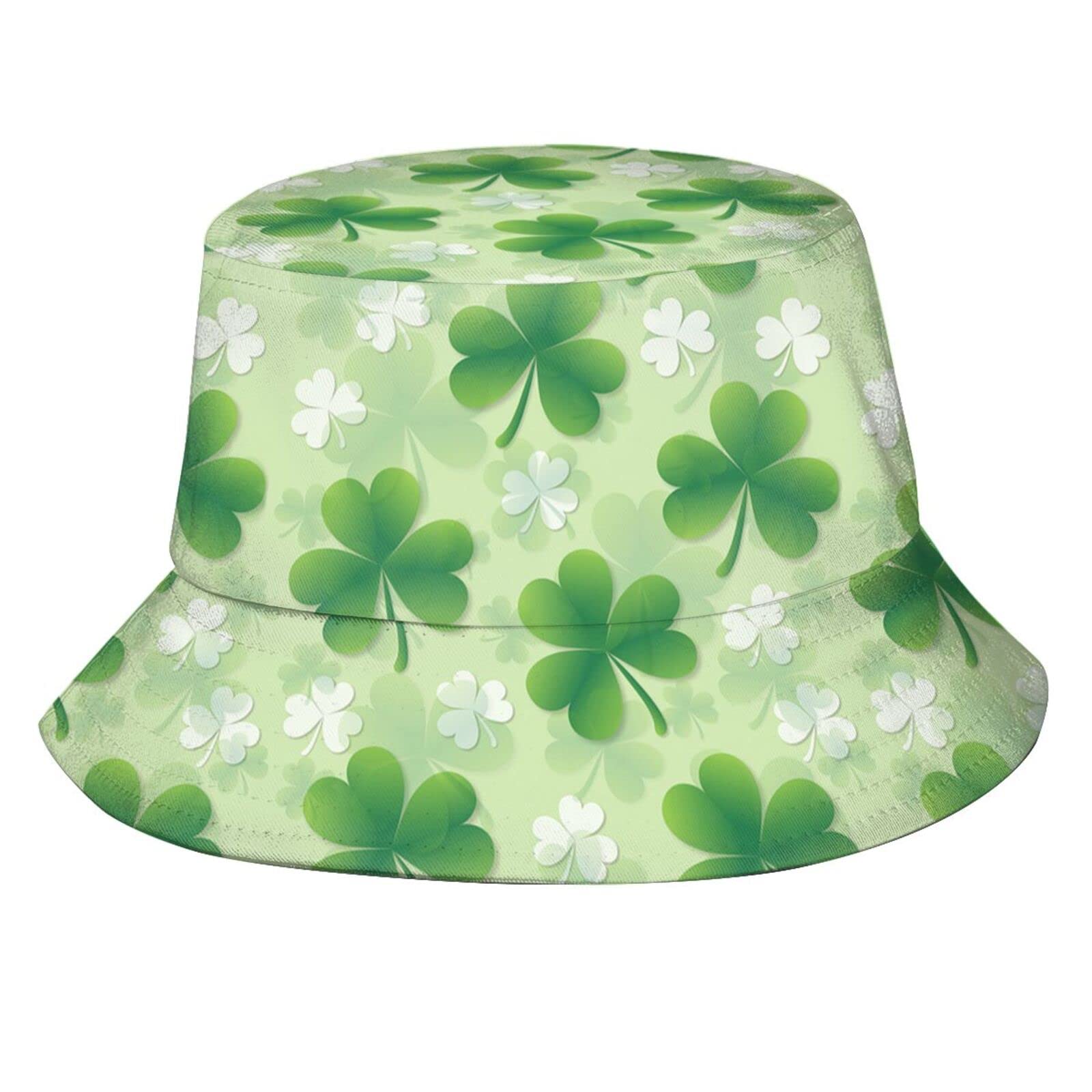 Funny St. Patrick's Day Clover Bucket Hat for Men Women Boys Girls Packable Shamrocks Sun Hat Outdoor Fisherman Hats