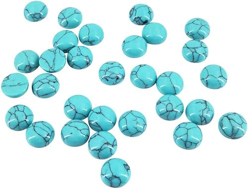 Miniatura 2 de INSPIRELLE 60 cameos de cúpula de cabujones de piedra turquesa sintética azul, 0.236 in