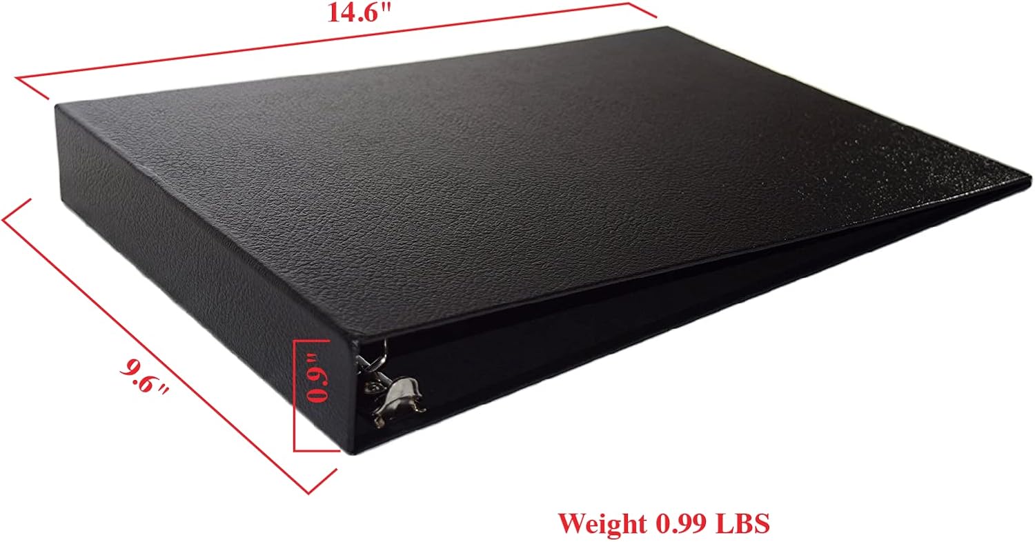 7 Ring Business Check Binder, Durable 3 On A Page, Professional Finance Document Holder with Fold Over Clear Vinyl Pouch Bill Keeper, Removable 6-Year Calendar (Black) ABC Printing