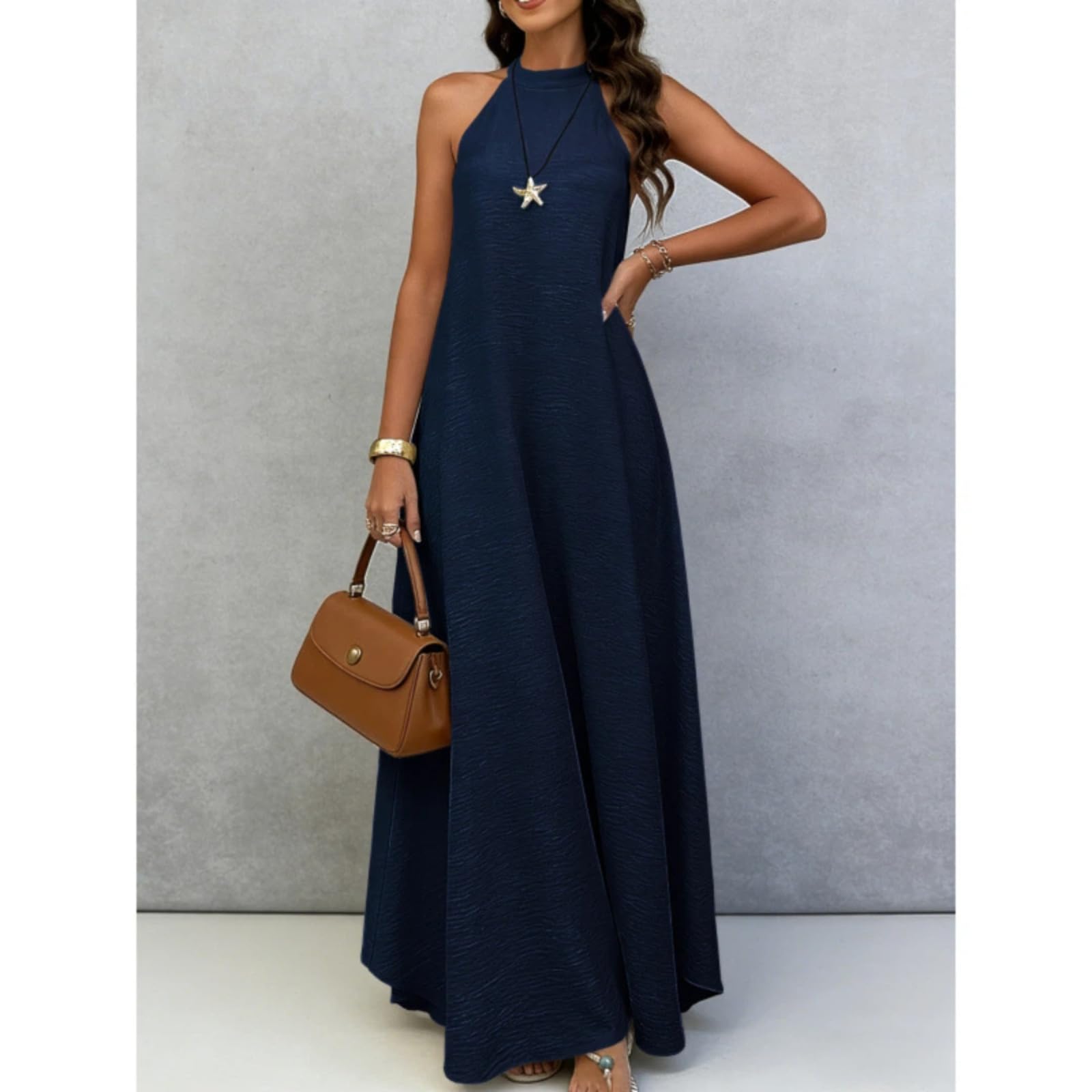 Vestido Largo Largo de Verano, sin Mangas y sin Mangas de Estilo vacacional para Mujeres