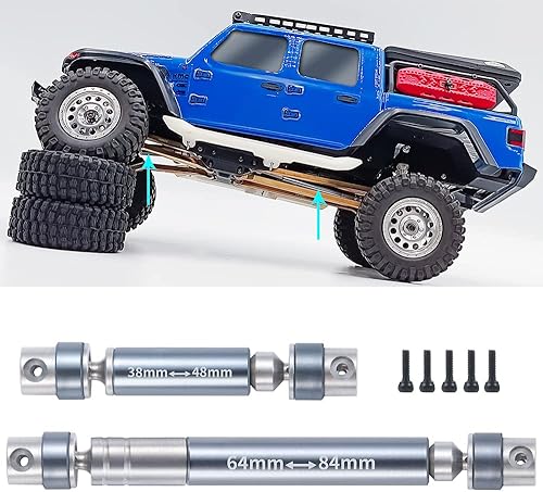 Eje de transmisión de acero RC 124 CVD 38+2.520in Eje de transmisión para Axial SCX24 Gladiator AXI0005 Crawler Car