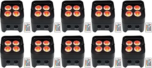 El par de baterías PAR 50 de 10 Rockville puede lavar luces con DMX+RGBWA+UV inalámbrico