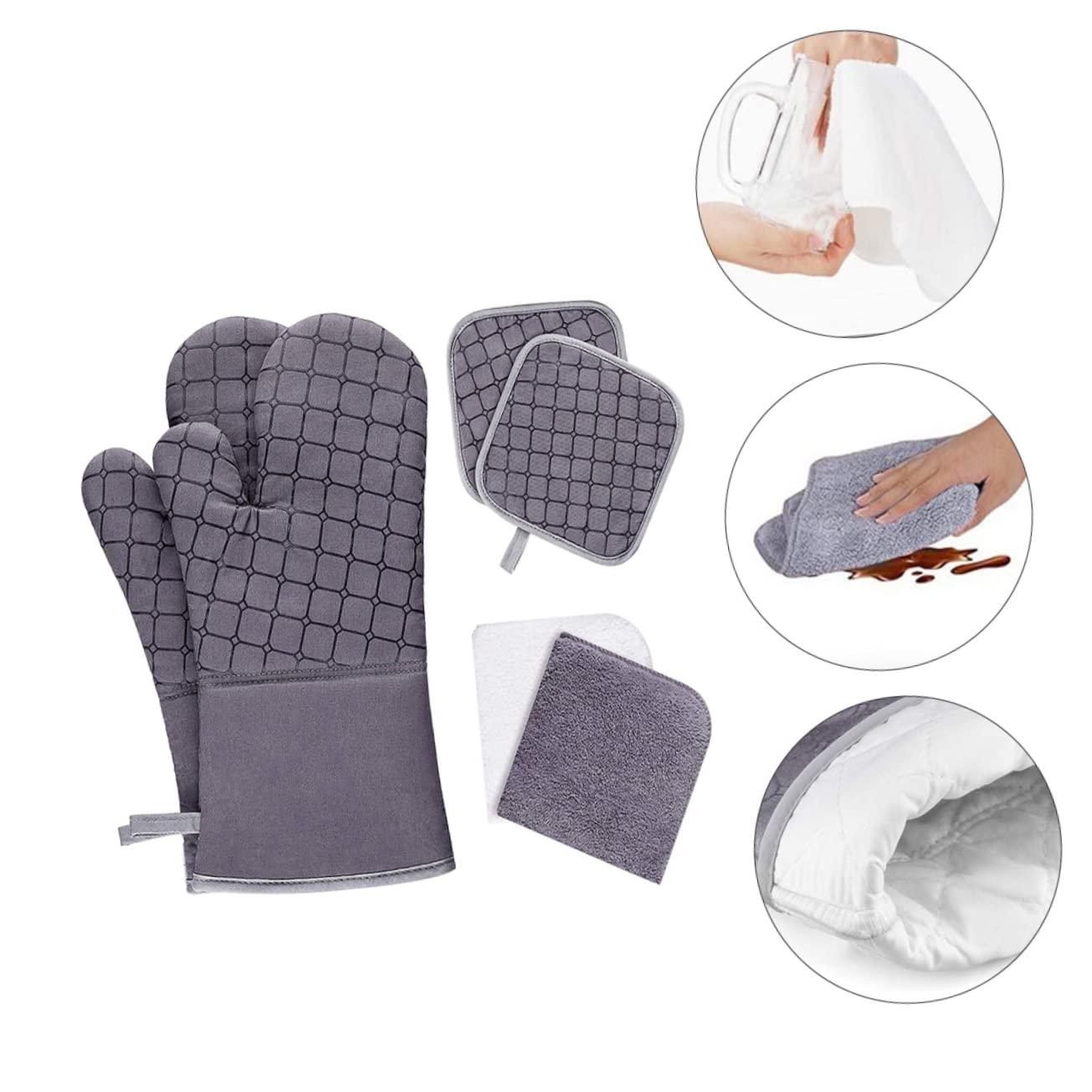 Alipis Ofenhandschuhe Hitzebeständig für Mikrowelle und Backofen Küche Zubehör mit Aufhängeöse für Sicheres Greifen von Heißen Speisen und Tiegeln