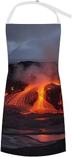Kilauea Volcano Apron Kitchen Apron Water Resistant Cooking Apron with Pocket Chef Bib for Men Women