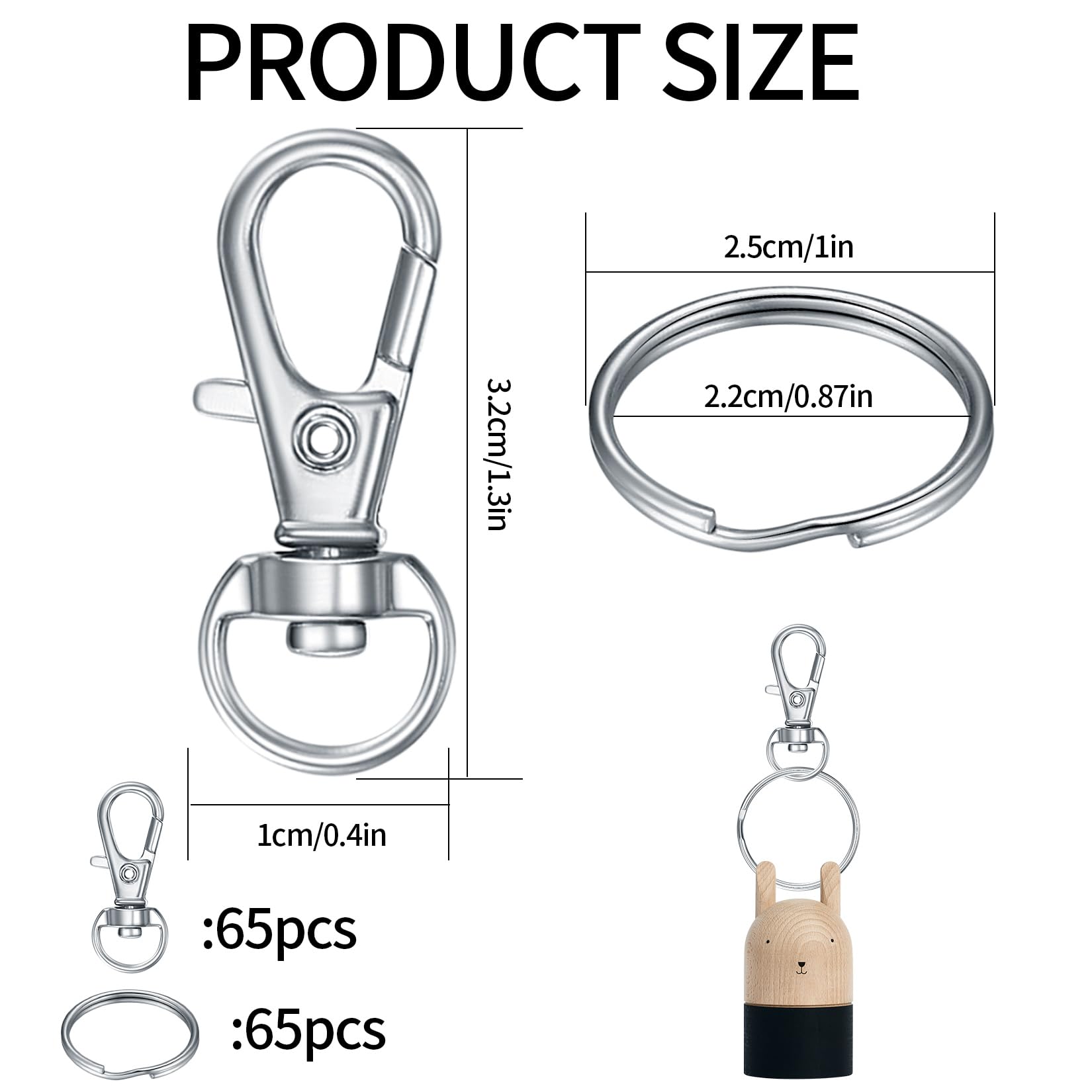 Sleutelhanger Ringen Maken 80 Stuks Karabijnhaak Sleutelhangers Carabiner (40 Sleutelringen En 40 Lobster Clasp) Keychain Ring voor Het Maken van Sieraden DIY (Zilver