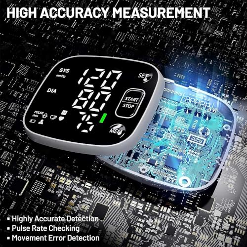 oklar blood pressure monitors for home use rechargeable wrist digital bp machine cuff with led backlit display voice broadcast 240 memory storage for 2 users with carrying case