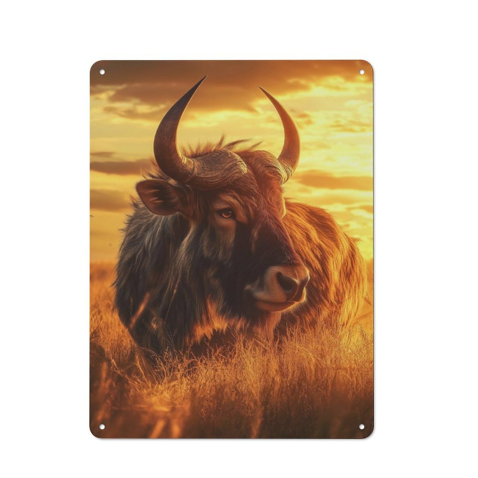 Junmoney Gnu At Sunset Retro-Style Metal Wall Sign 40X30cm For Pub Or Café, A New Home Present For Hospitality Wall Decor Collectors