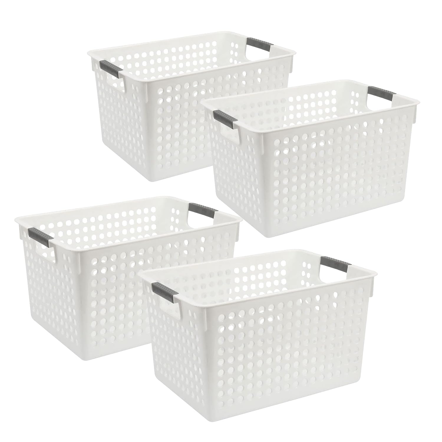Kuber Industries (Set of 4) Plastic Baskets For Organizing - Storage Basket With Handle - For Makeup Items, Toys, Socks - White (B0D8FRZG4J) Amazon Price History, Amazon Price Tracker