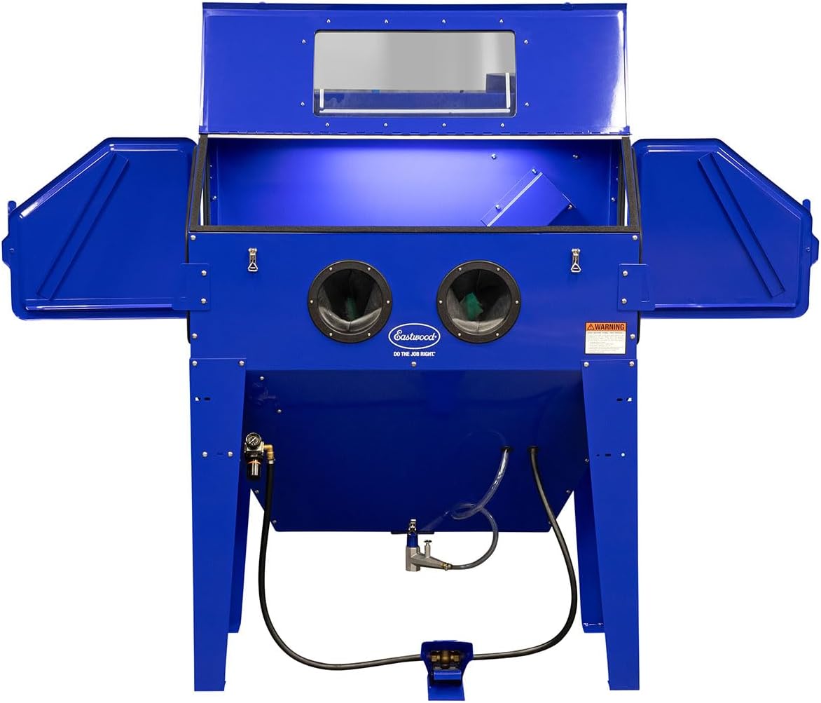 Eastwood B120 Sand Blasting Cabinet Kit | Heavy Duty Steel Sand Blaster Media Cabinet for Paint Removal, Metal Restoration, Rust Removal, Sandblasting | Holds Up to 150 Lbs of Abrasive Media 66294