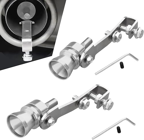 Pack-2 Silbato de turbina para automóvil, 4.05 x 0.9 pulgadas, potenciador de sonido de tubo de escape trasero con llave de tornillo, silenciador de