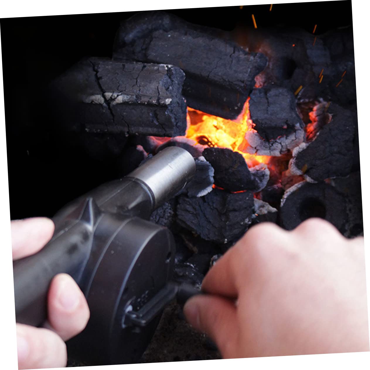 Toddmomy Soffiatore Ferro Barbecue e per in Abs Portatile a Manuale Carbone Ventilatore Manovella per Accendere Campeggio