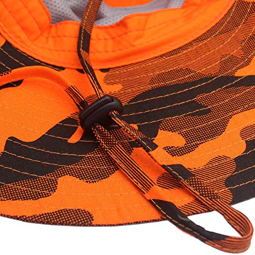 Home Prefer Upf50+ Mens Womens Sun Hat Wide Brim Fishing Hat Camo Large Cowboy Hat Beach Boating Hat Orange #TOP6
