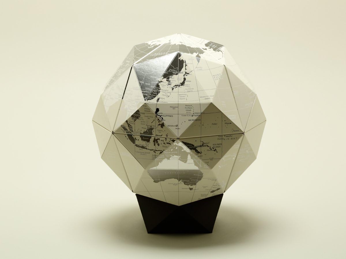 Geodesic Globe with 80 Facets [PLATINUM] 【Geodesic Assembly kit polyhedron】 Paper Craft intellectual educational puzzle interior paper 《ALEXCIOUS》