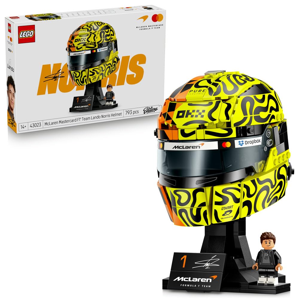 LEGO Editions Kask Lando Norris McLaren Mastercard F1 Team 43023 | Gadżet F1, zestaw klocków dla dzieci i nastolatków, prezent dla fana Formuły 1, dla chłopców i dziewczynek 14+, 793 elementy