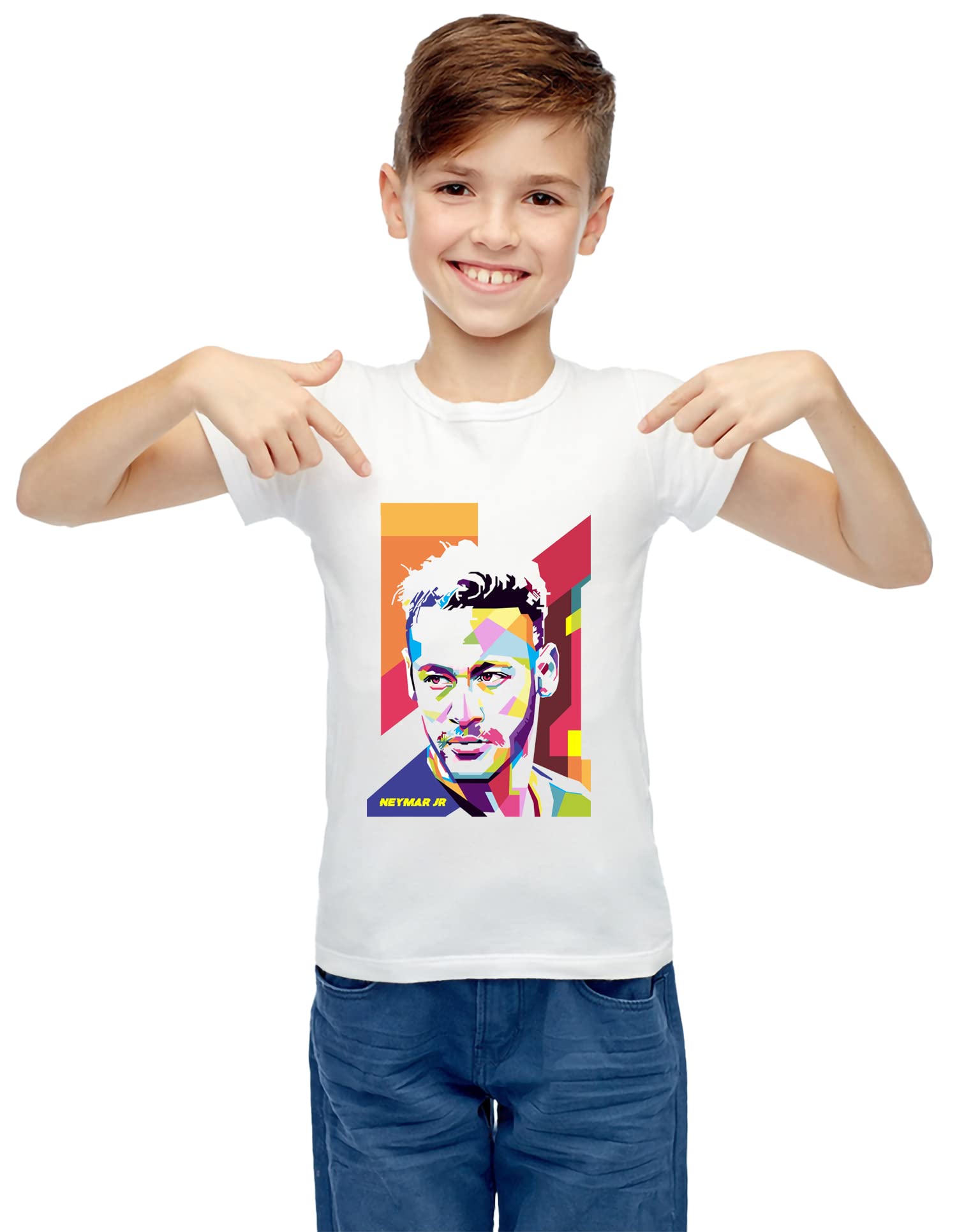 Neymar Jr Football Dryfit Polyster T-Shirt for Boys and Girls Unisex Kids T-Shirt-image-2