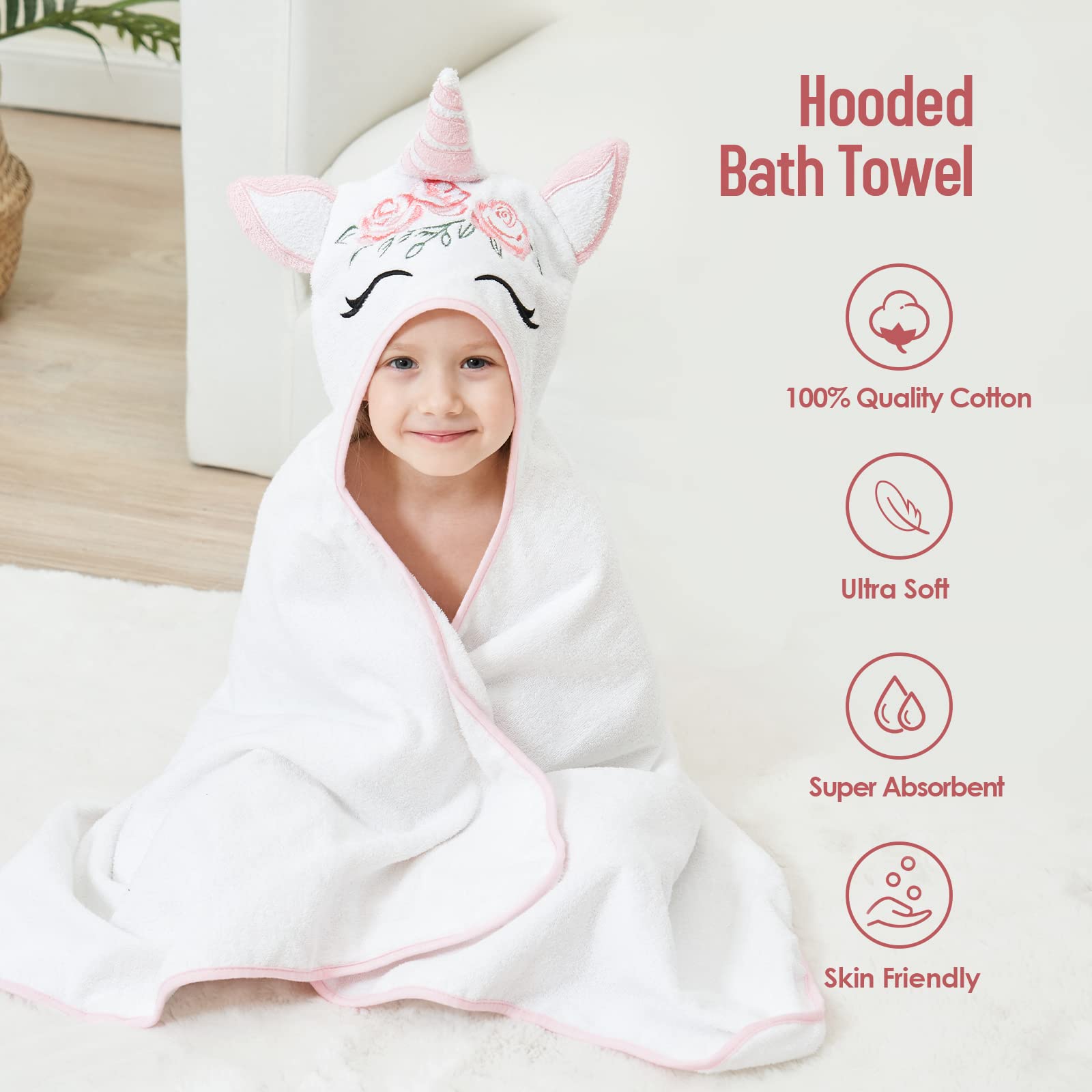 Bath Unicorn Hooded Towels Quick Dry Towel Kids' Unicorn Hooded