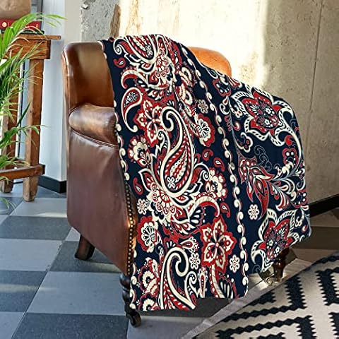 Batmerry Medallion Paisley Throw Blanket for Couch Sofa Bed,Vintage Floral Carpet Damask Ethnic India Super Soft Warm Fuzzy Plush Blankets Decor Lightweight Cozy Travel Camping Blanket 60 x 80 IN Cover