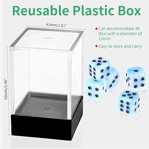Miniatura 119 de Juego de 36 dados mini de 0.472 in, 6 caras, juego de dados con patrón de perlas, 6 dados estándar para Yahtzee, Bunco o enseñanza de matemáticas