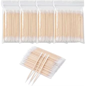Cotton Buds 400 Pieces Double Pointed Wood Pointed Cotton Buds Applicators for Tattoo Wooden Handle Eyebrows Eyeliner Beauty Makeup Nails
