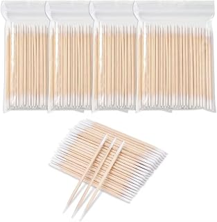 Wattestäbchen, 400 Stück Doppelspitzig Holz spitz Wattestäbchen Applikatoren für Tattoo, Holzgriff, Augenbrauen, Eyeliner, Beauty, Make-up, Nägel