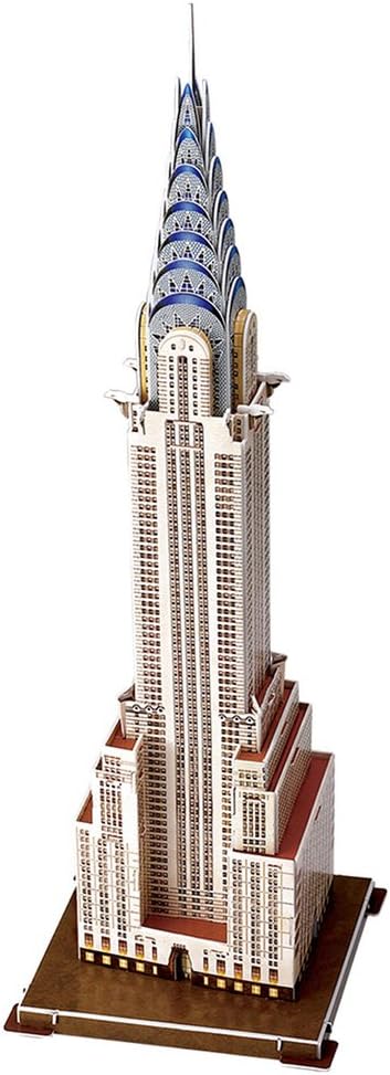 Completed CubicFun Chrysler Building 3D Puzzle model from an angled view.