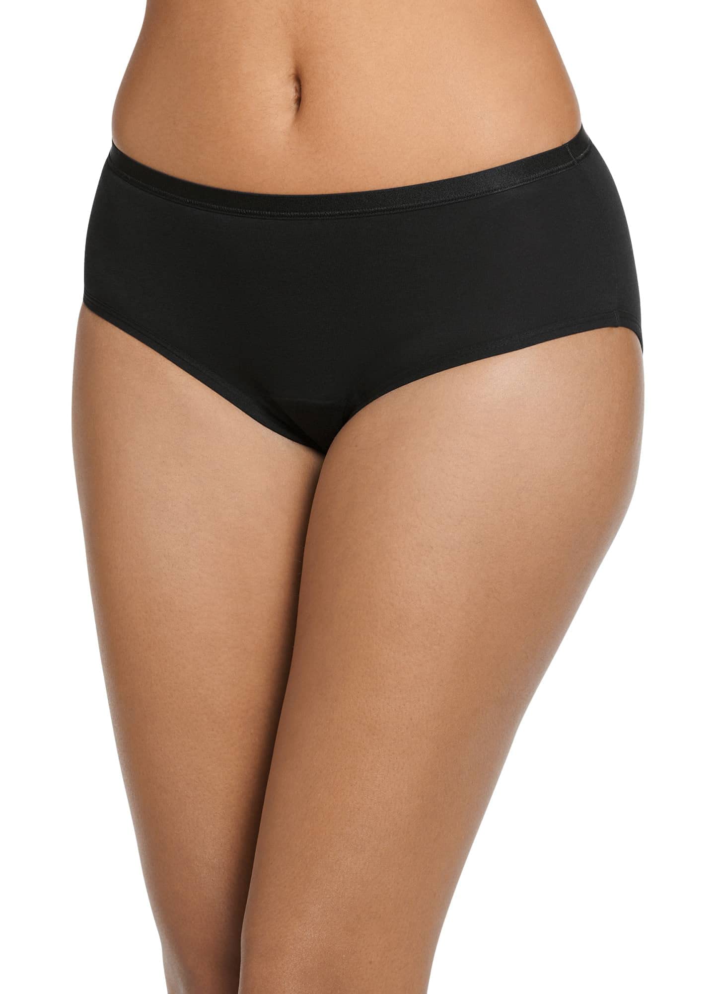 Jockey Women's Underwear Worry Free Cotton Stretch Heavy Absorbency Full Coverage Hipster, Black, L