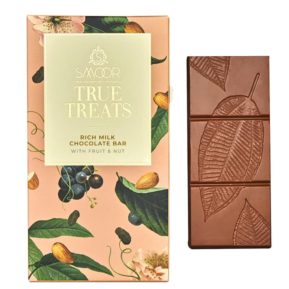 SMOOR True Treats Premium Fruit & Nut Chocolate Bar | 33.6% Cocoa Couverture Chocolate Bar with Real Dry Fruits | Perfect For Snacking & Diwali Gifting | 50gm (B096V15ZVX) Amazon Price History, Amazon Price Tracker