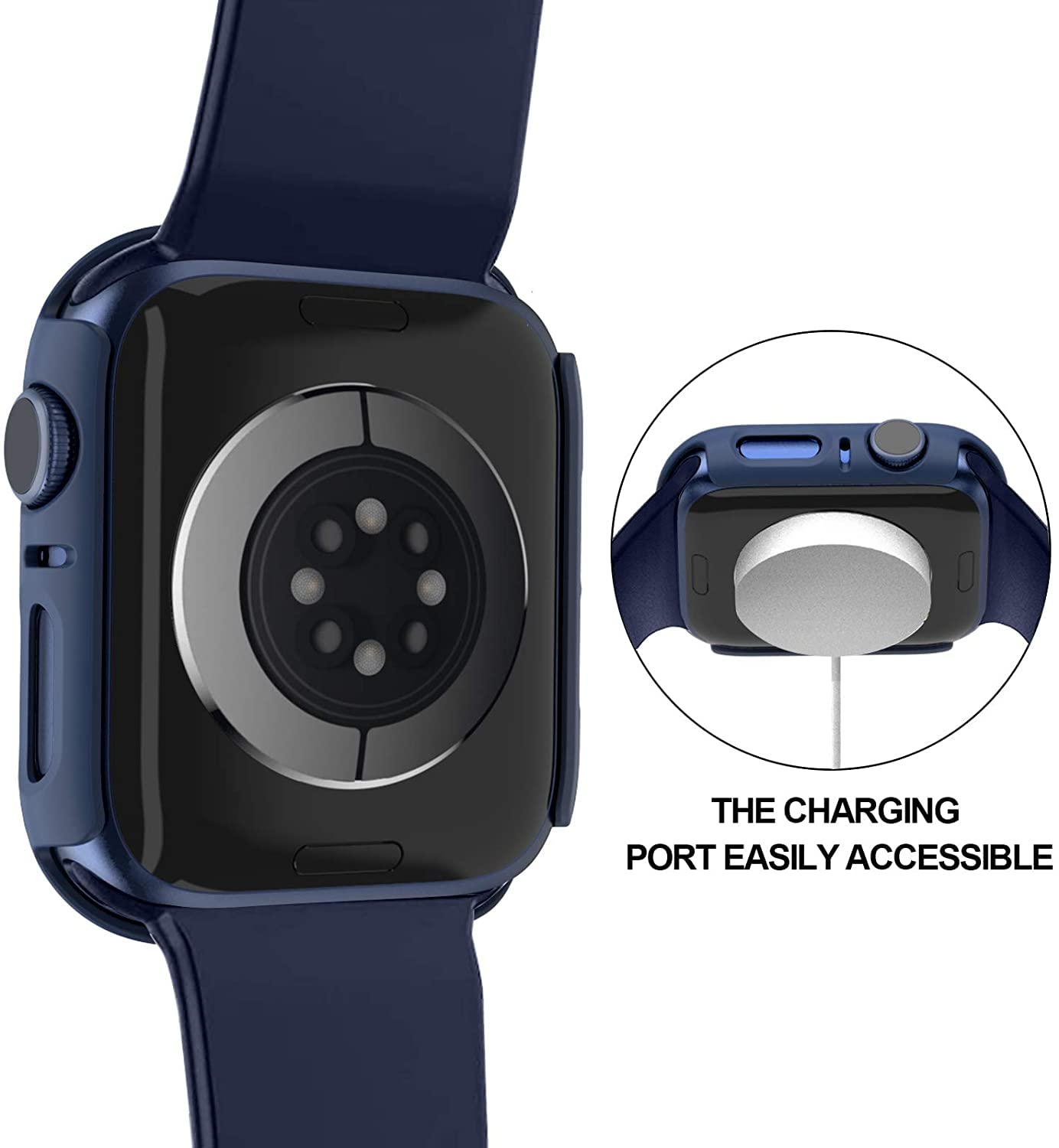 Confezione da 6 custodie per Apple Watch Series 7 45 mm con vetro temperato, Hard PC HD Full Cover protettiva iwatch S7.