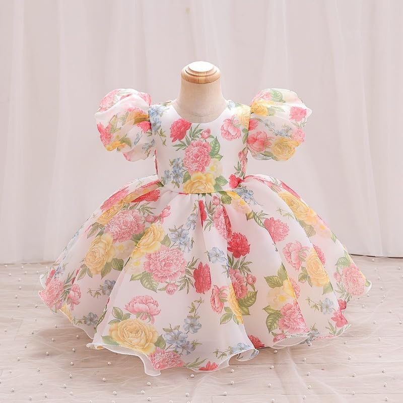 Kismissal Toddler Flower Girl Dress Backless Puffy Tutu Dress for Baby Girls Puff Sleeve Pageant Dresses Birthday Party