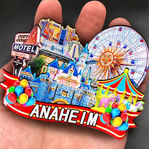 Imán decorativo de madera USA Anaheim redondo pequeño miniatura 4