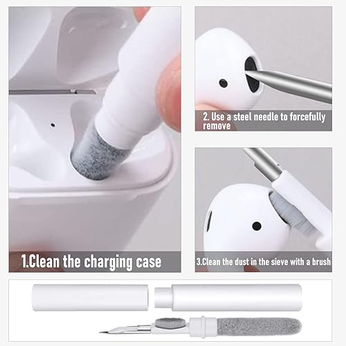 Miniatura 8 de Funda compatible con Airpods Pro 2 con kit de limpieza, funda protectora militar dura a prueba de golpes para Airpods con bloqueo seguro automático