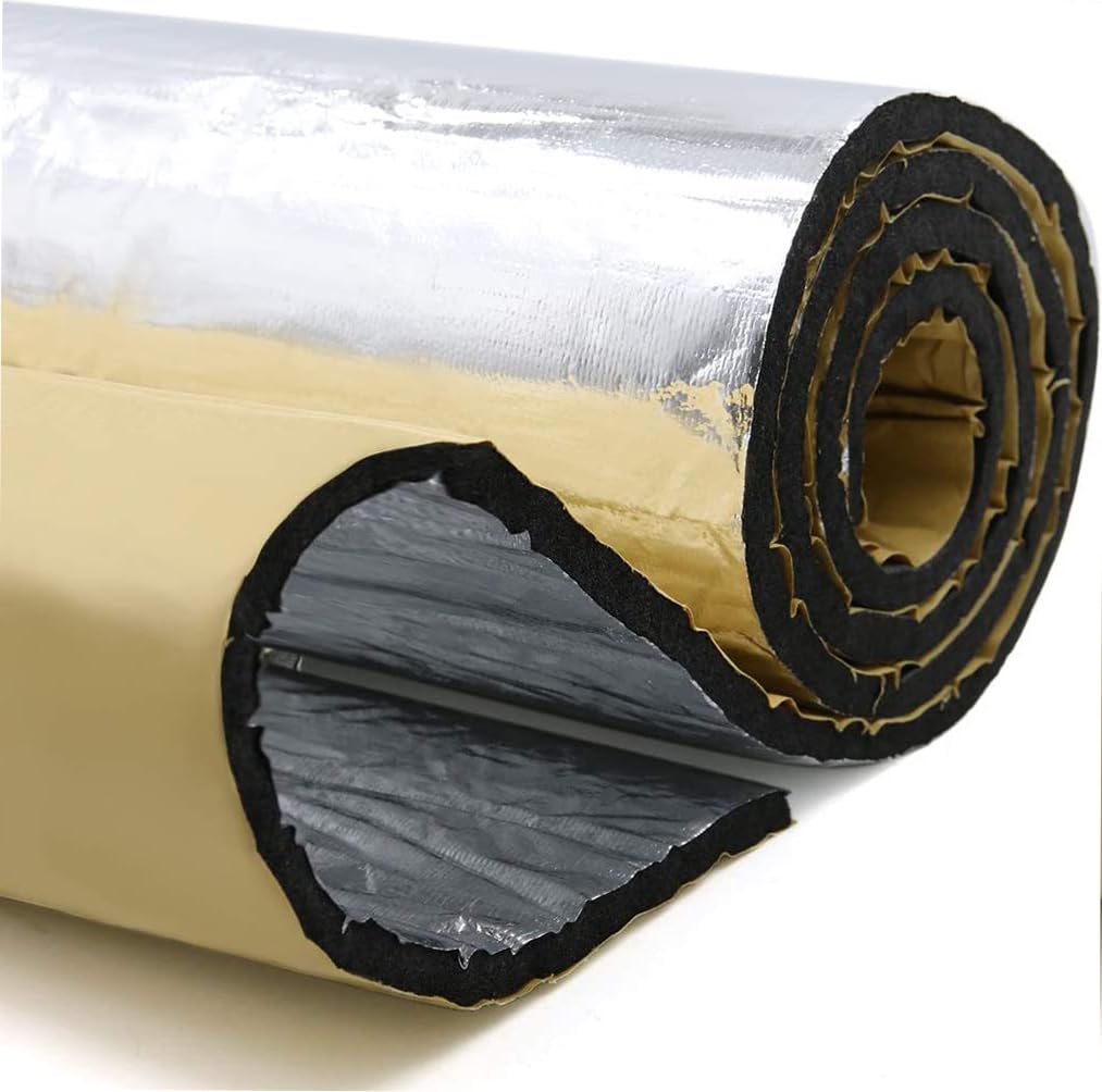 40x40 Insulation Hood Door Underlay Mat Car Auto Heat Sound Noise Dampener Deadener Pad Intensive Aluminum Foil Face 394mil 10mm 10.76sqft