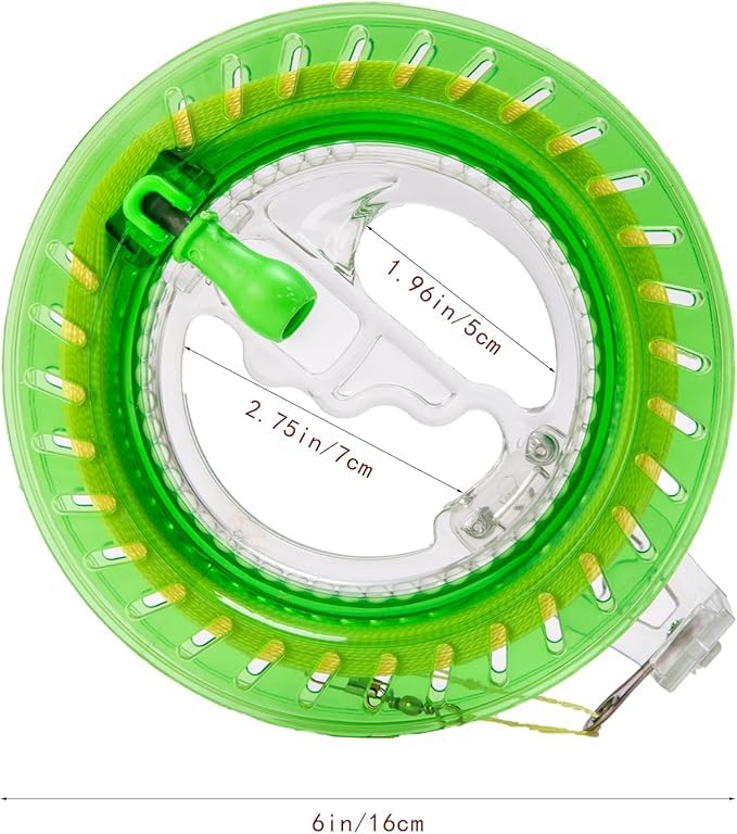Trauebx Kite String Reel,6 Inch Kite String Spool,Kite Line Winder,Includes 1000ft Line High Strength Kite String,Safety Lock Design,for Kids and Adults (6 Inch Green)