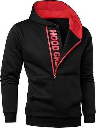HOOD CREW Men s Casual Long Sleeve Drawstring Sweatshirt Zipped Hoodie