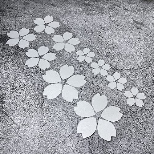 Image of Creative Fashion Flower Cherry Blossoms Petal Leaves Motor Bike Stickers Auto Body Car Styling PVC Decals (Sliver White)