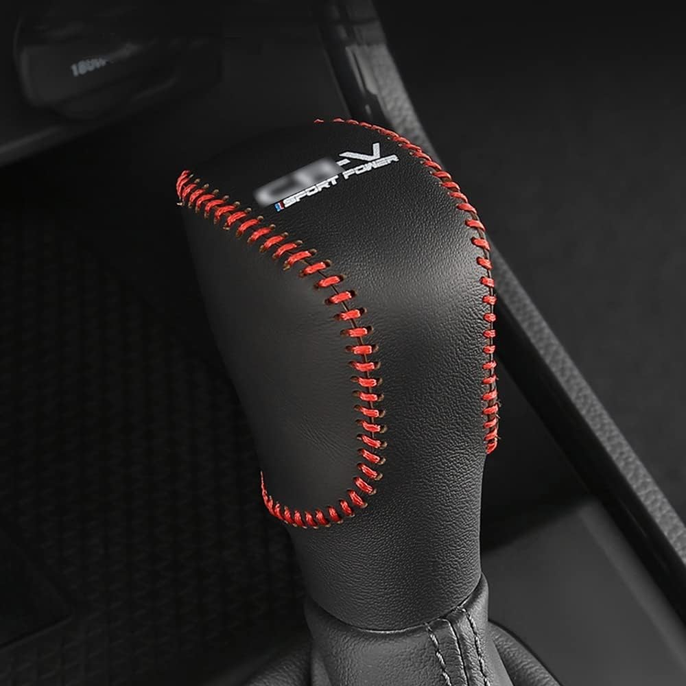 Aftermarket Shift Knob JDM Sports Style Shift Knob Boot Cover - Real Black Leather With Red Stitch For Manual/Auto Auto Shift Knob - Foto 10