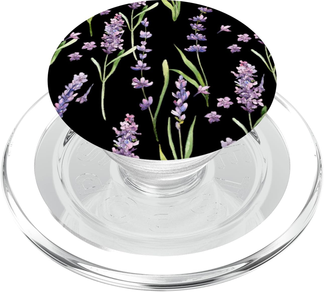 Violet Purple Lavender Lilac Floral Pastel Abstract Black PopSockets MagSafe PopGrip for iPhone