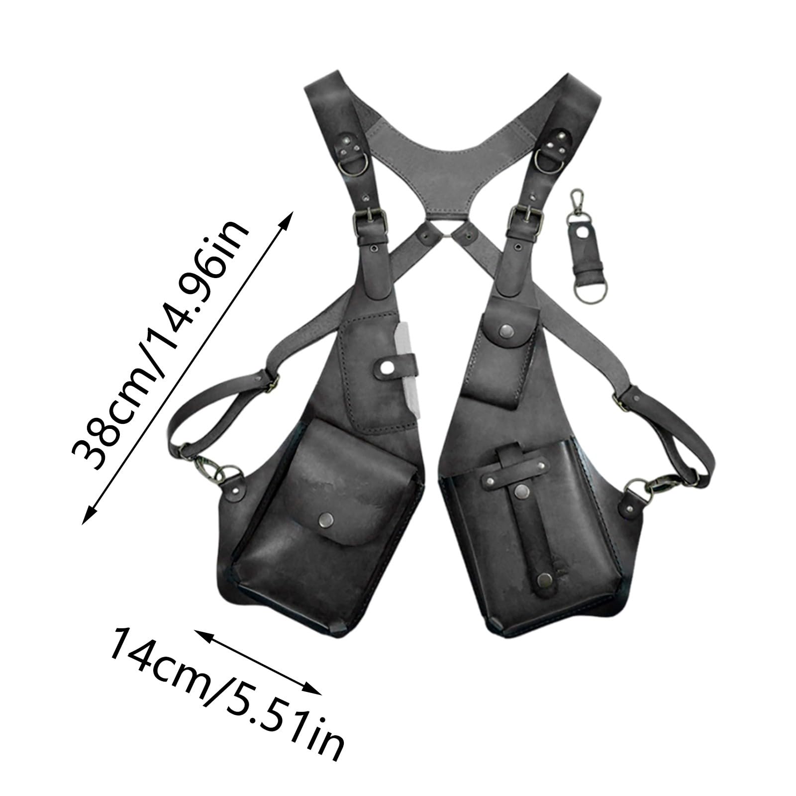 Générique Sac sous Arme en Cuir PU - Poche de Portefeuille Holster Double Holster en Cuir Vintage - Portefeuille de téléphonie antivol caché réglable