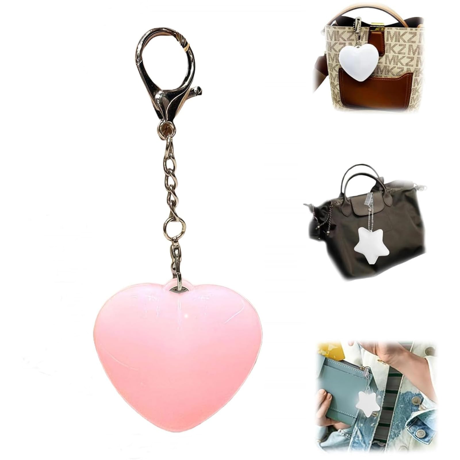 nnOuOnn Heart Shaped Handbag Light, Portable Touch Purse Light, Bag Lights for Handbag Tote Wallet, LED Automatic Sensor Glowing Hanging Night Lights, Handbag Purse Lamp for Women Girl Valentines Day