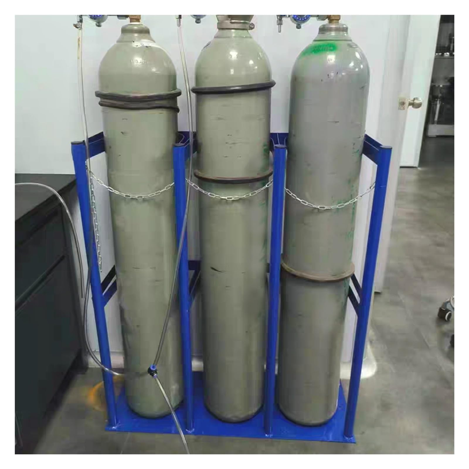 Genérico Soporte para bombonas de Gas/portatanques de oxígeno. Estante para bombonas de Gas de Alta Resistencia con Cadenas: Almacenamiento Seguro para bombonas de propano, construcción de Acero, gra