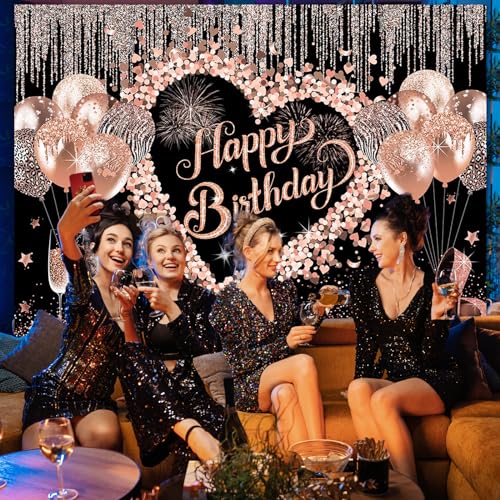 Mocsicka Rose Gold Glitter Happy Birthday Backdrop for Women Girls 7x5ft by Mocsicka - Used condition - Image 7