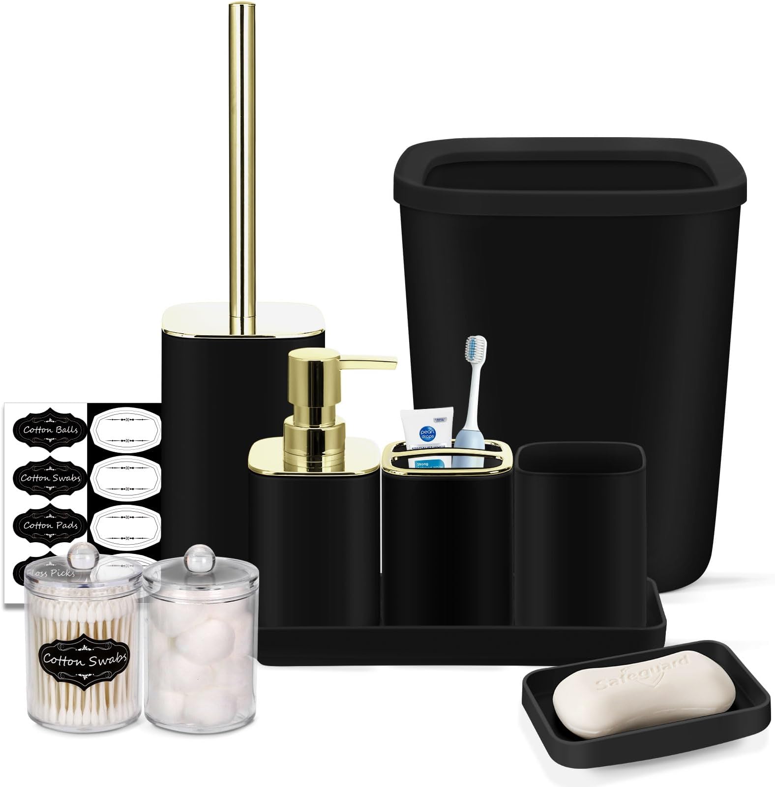 10Pcs Black Bathroom Accessories Set