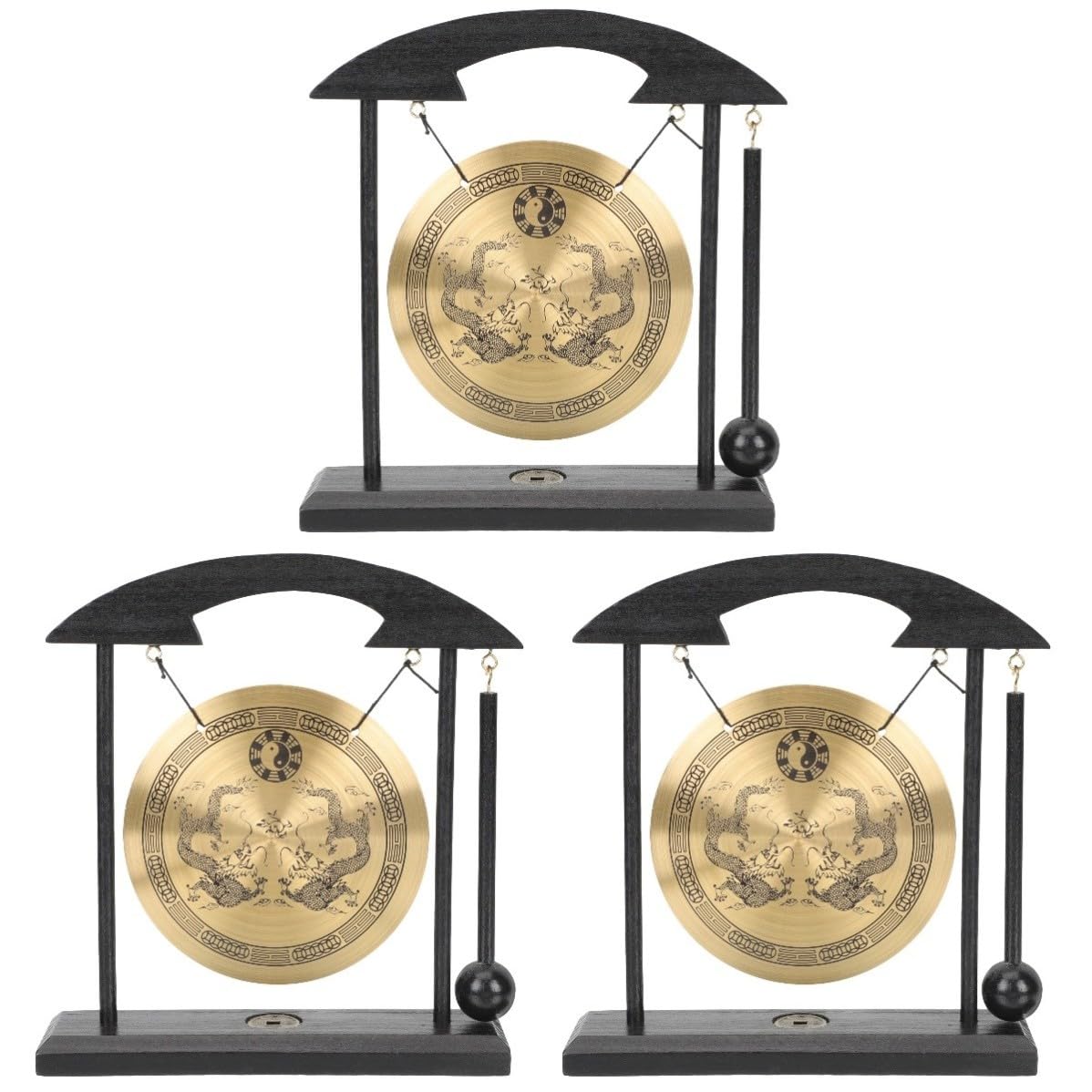 BESPORTBLE 3 Stück Vintage Doppeldrache Kupfergong Ornament für Zuhause