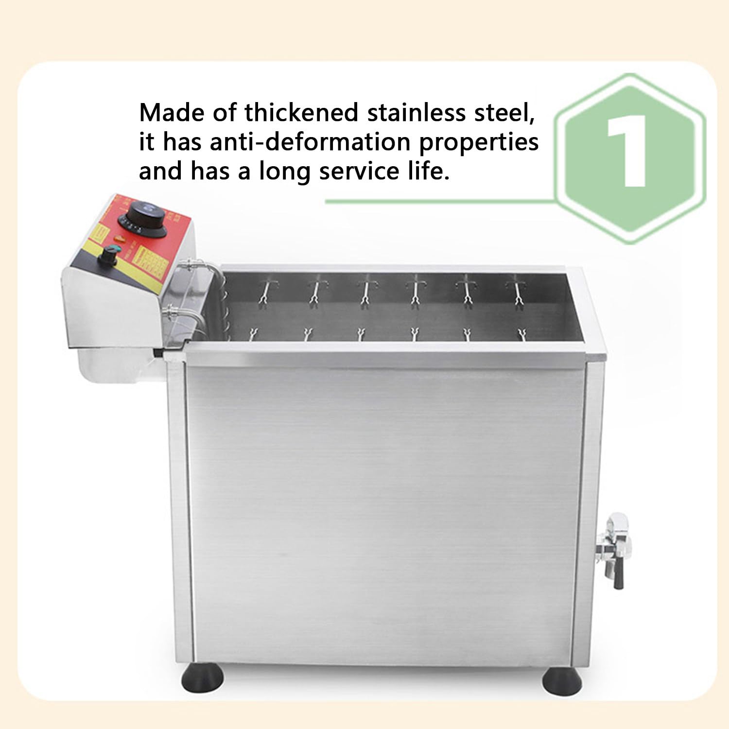 Friggitrice per Hot Dog E Bastoncini di Formaggio da 25 Litri, Friggitrice Elettrica Commerciale, Friggitrice da Banco in Acciaio Inox per Cucina, per Ristoranti, Negozi,