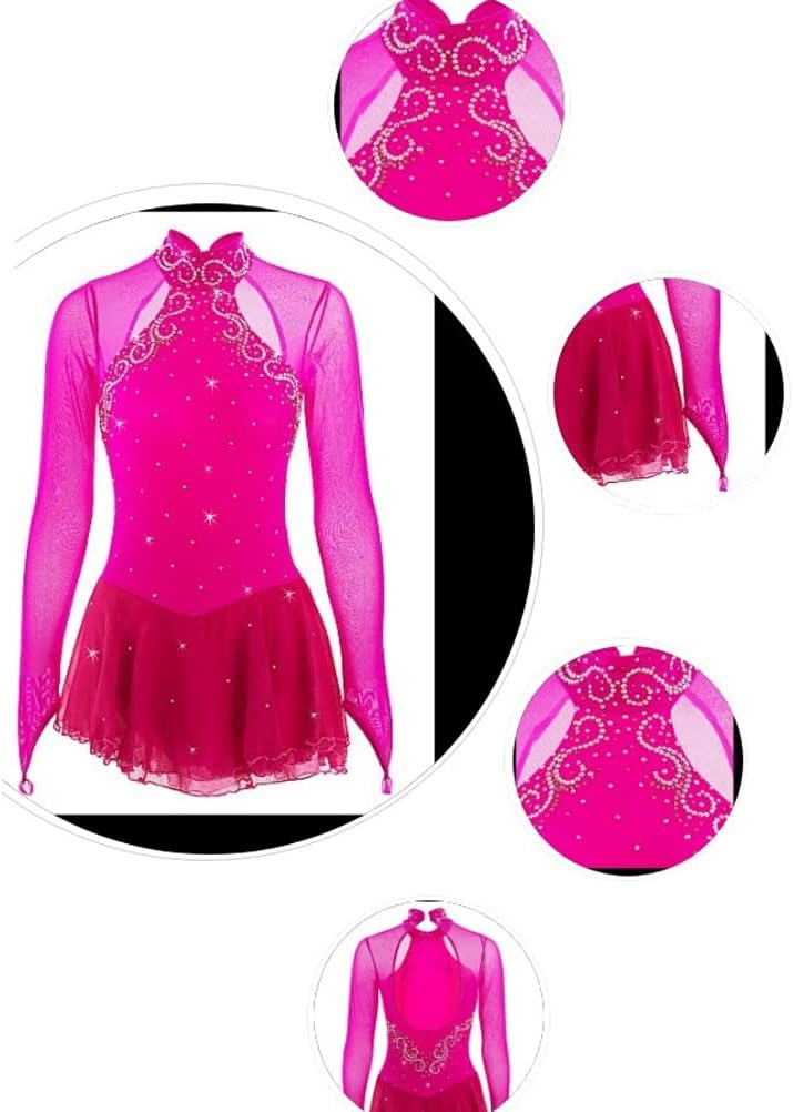 Girls' Ice Skating Dance Dresses Figure Skating Dress Elasticity Competition Skating Wear Ice Skating Suit