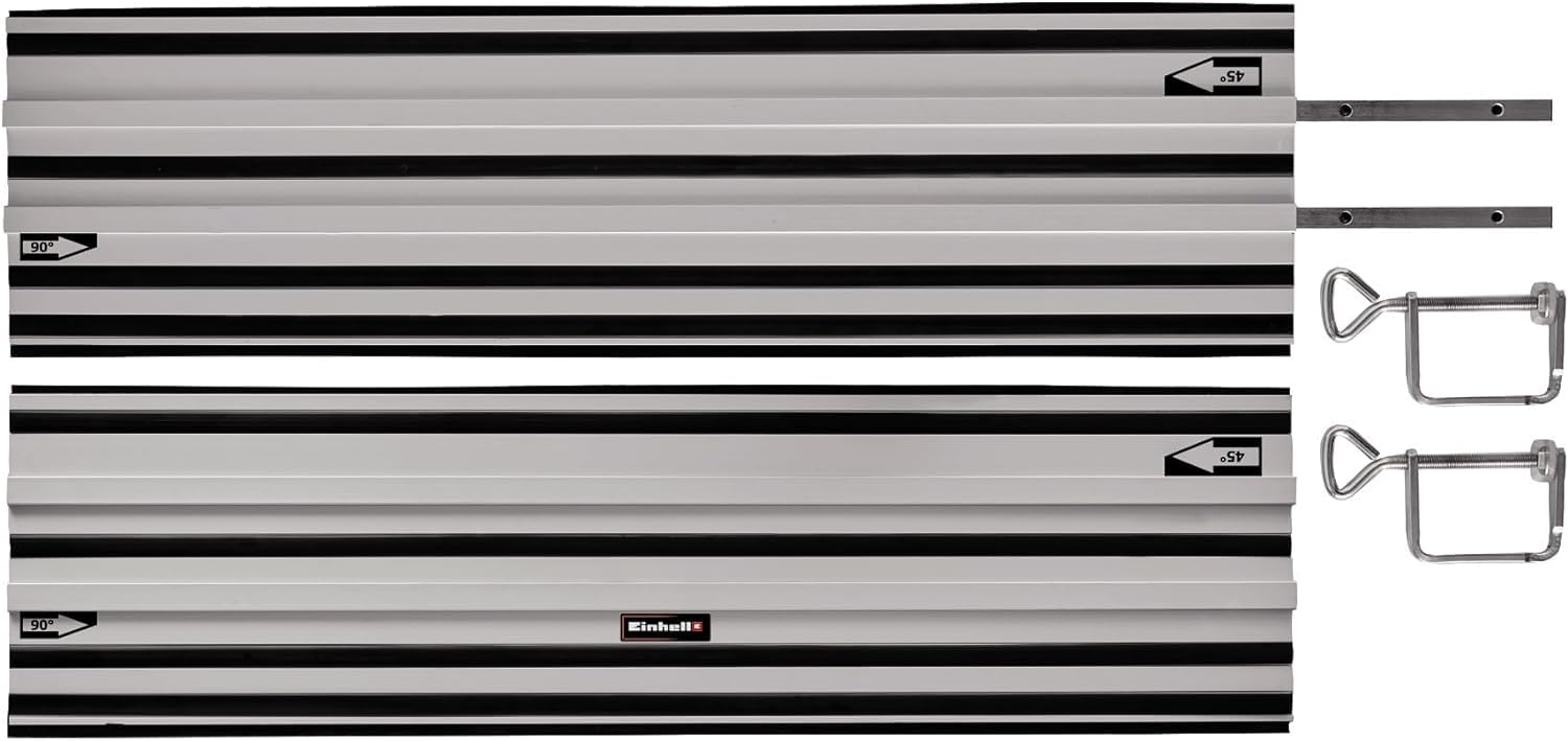 Einhell Tauchsäge TE-PS 165 (1.200 Watt, werkzeuglose Einstellung bei Schnitttiefe + Neigungswinkel, hochwertiges Hartmetall-Sägeblatt) + Führungsschiene (2x1000 mm, für Schnitte von 45° bis 90°)