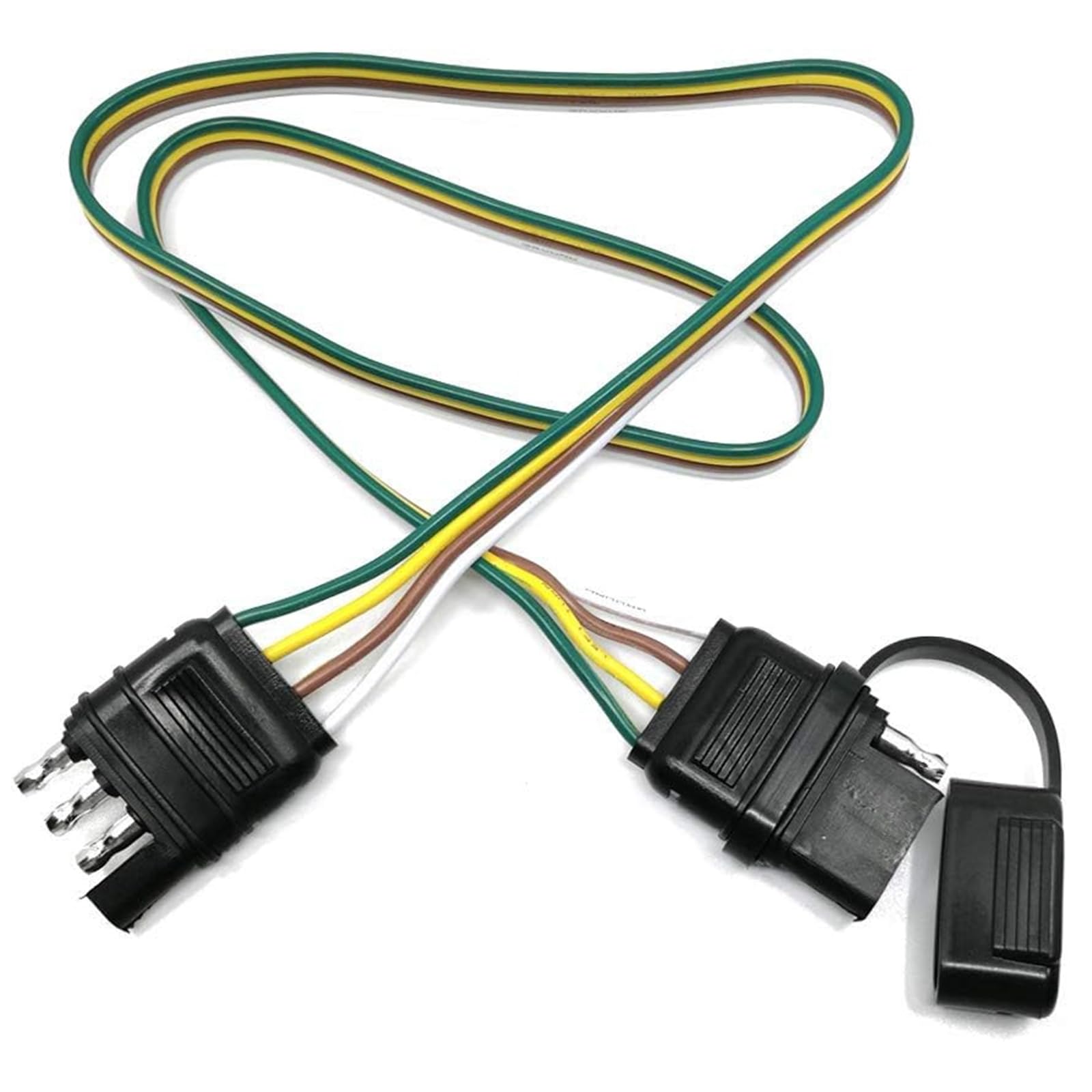 19-Inch 4-Wire Trailer Wiring Harness with Weatherproof Connectors, Universal Fit for Cars, Trucks, and RVs