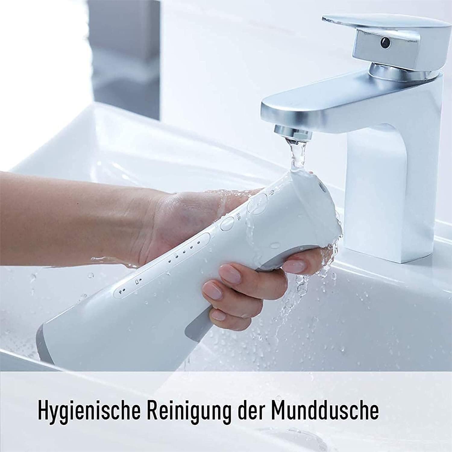 Idropulsore Orale Professionale Senza Fili Water Flosser - Idropulsore Portatile e Ricaricabile Impermeabile IPX7 con Serbatoio dell'Acqua Lavabile for casa e Viaggio (Bianco)