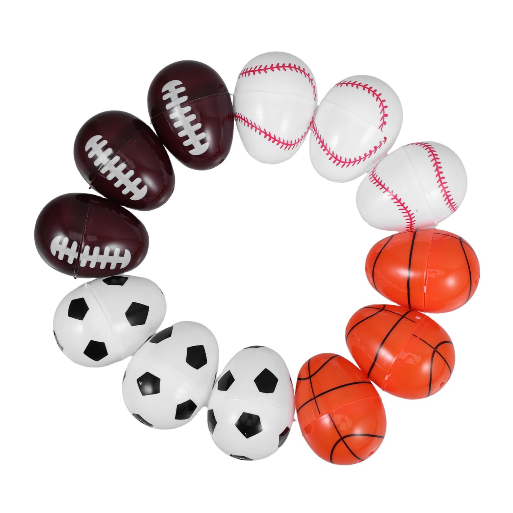 NIYANGLE Sports-themed Basketball Soccer Football 12pcs Fillable Plastic Eggs for Boys and Girls' Play