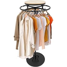 Round Clothing Display Rack, Commercial Clothing Retail Store Freestanding Display Stand with 360 Rotatable, Portable Garment Hanging Rack for Bedroom Cloakroom, Black